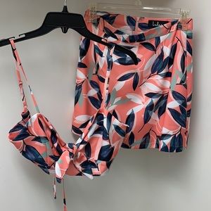 Lulus crop top and skirt set size S
